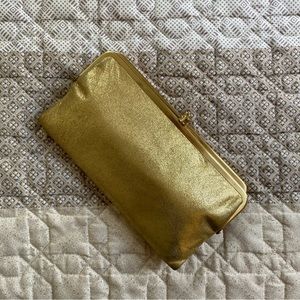 HOBO Lauren Metallic Gold w/ Purple Interior Clutch-Wallet